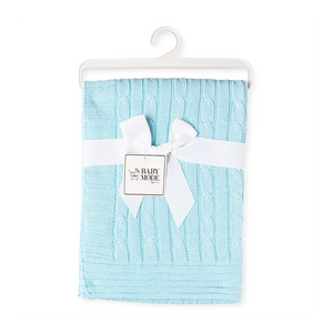 Baby Mode Signature Cable Knit Blanket - Blue