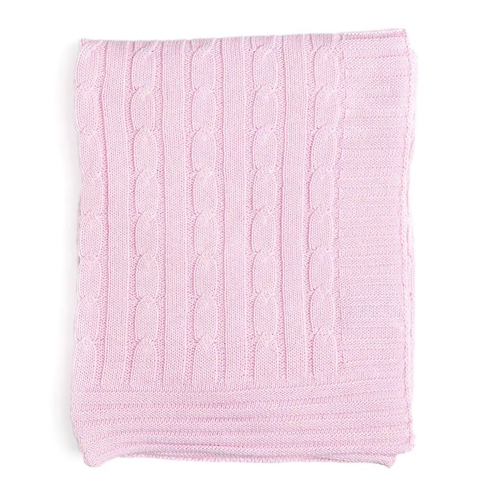 Baby Mode Signature Cable Knit Blanket - Pink