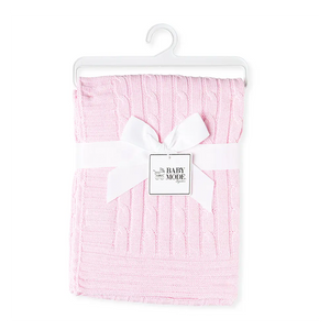 Baby Mode Signature Cable Knit Blanket - Pink