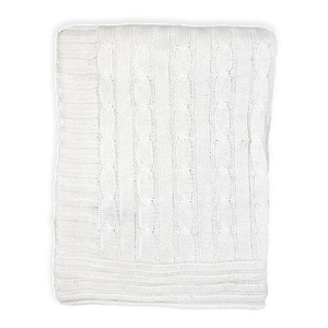 Baby Mode Signature Cable Knit Blanket - White
