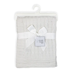 Baby Mode Signature Cable Knit Blanket - White