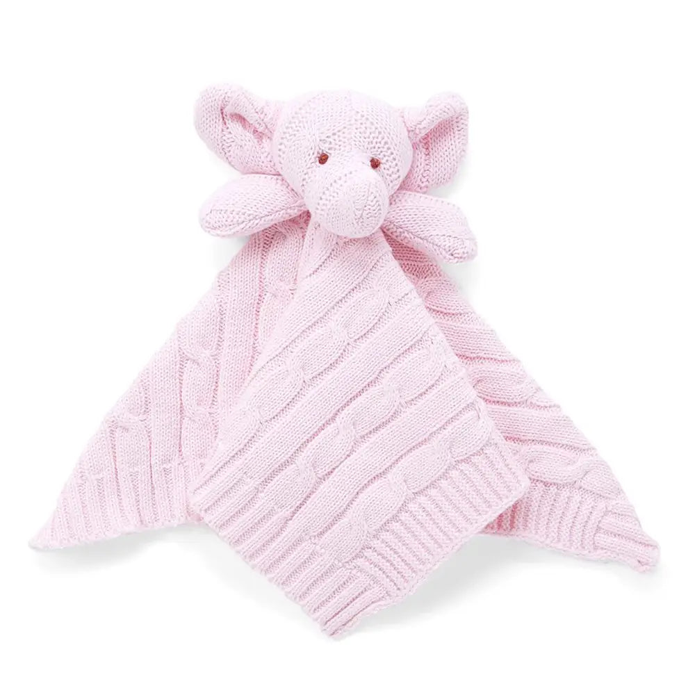 Baby Mode Cable Knit Elephant Security Blanket - Pink
