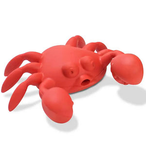 Red rubber crab bath toy.