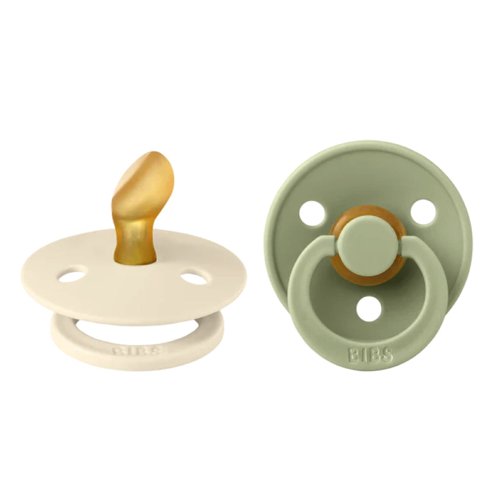 Bibs Original Colour Collection Anatomical Latex Pacifier 2pk - Ivory/Sage