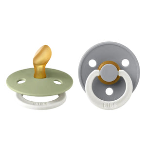 Bibs Pacifier Colour Latex Anatomical - Sage/Cloud Glow 2pk