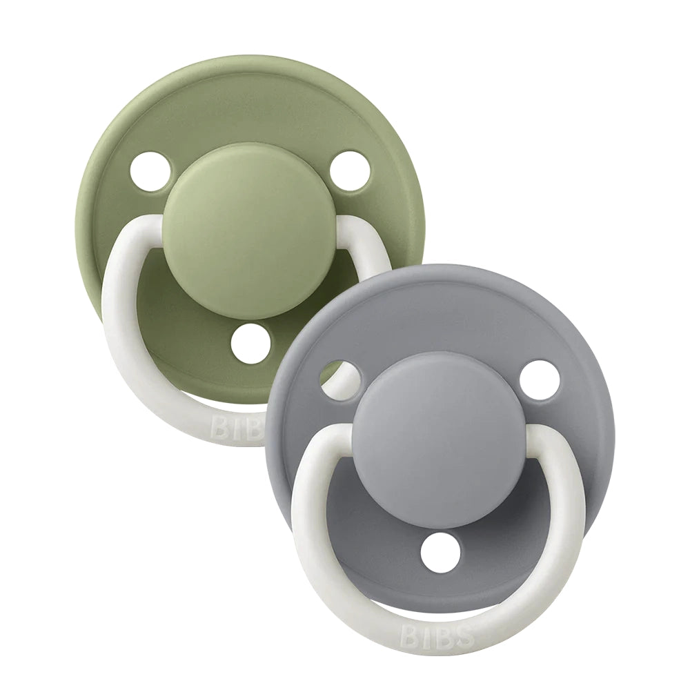 Bibs Pacifier De Lux Silicone 2pk - Sage/Cloud GLOW