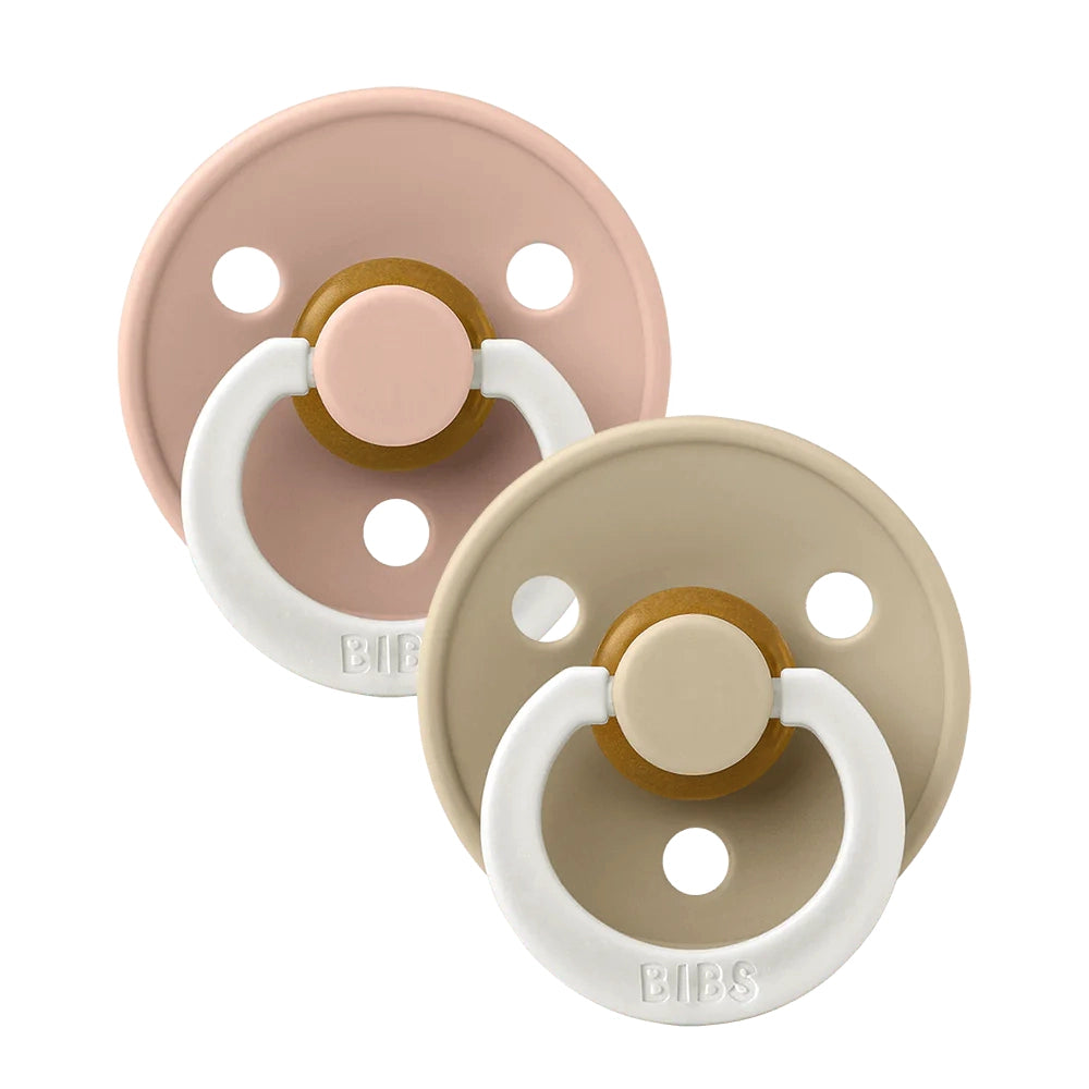Bibs Original Colour Collection Anatomical Latex Pacifier 2pk - Ivory/Blush GLOW