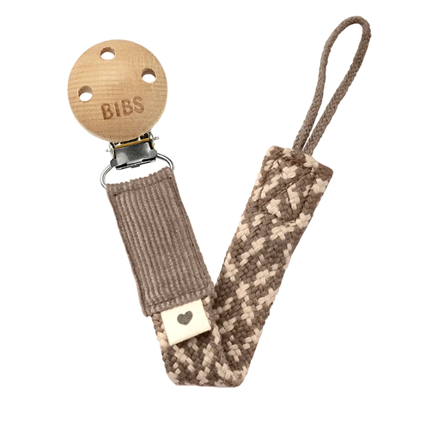 Bibs Woven Pacifier Clip - Dark Oak / Vanilla