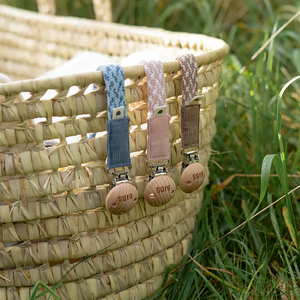 Bibs Woven Pacifier Clip - Cloud / Iron
