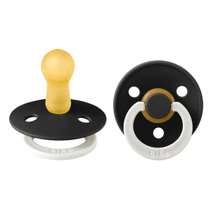 Bibs Colour Round Latex Glow Pacifier 2pk - Black
