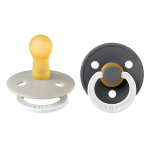 Bibs Colour Round Latex Glow Pacifier 2pk - Sand / Iron