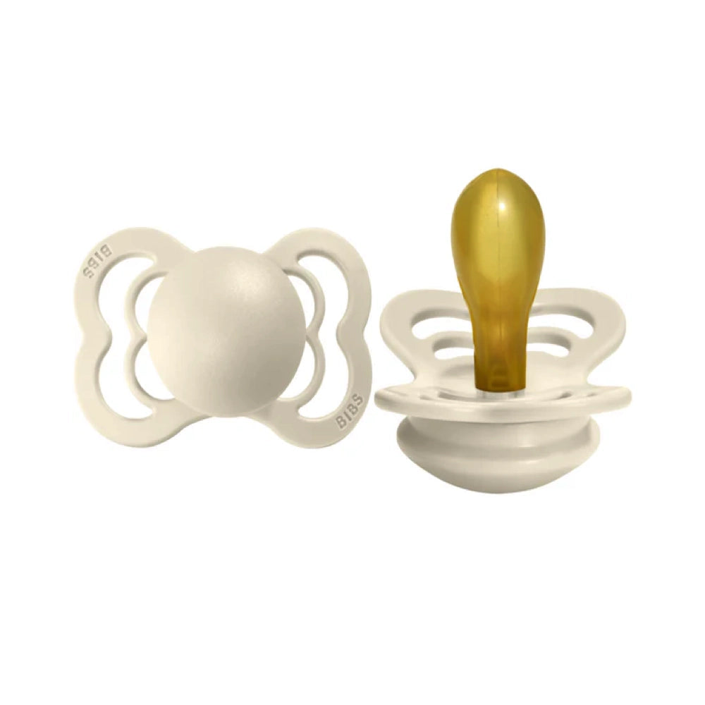 Bibs Supreme Collection Flat Natural Rubber Latex Pacifier 2pk - Ivory