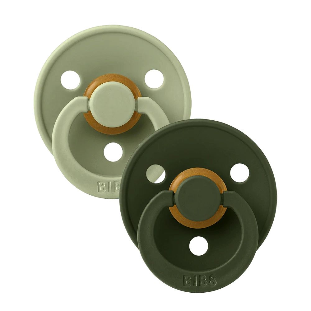 Bibs Original Colour Collection Symmetrical Latex Pacifier 2pk - Hunter Green/ Sage