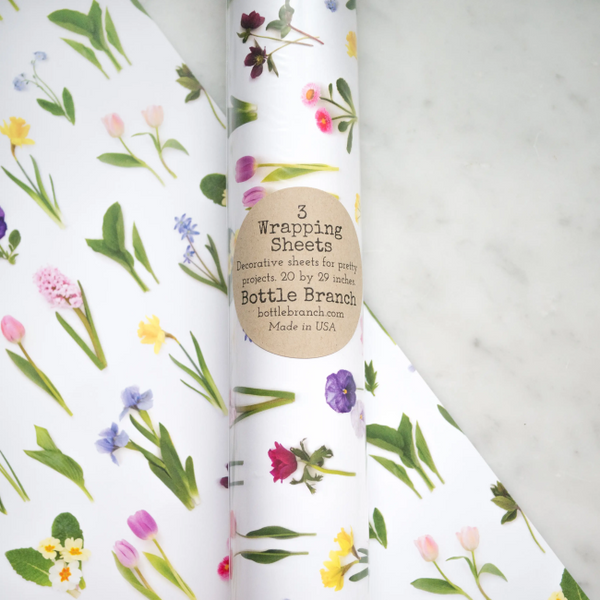 Bottle Branch Gift Wrap - Rainbow of Spring Flowers - Baby Charlotte Canada