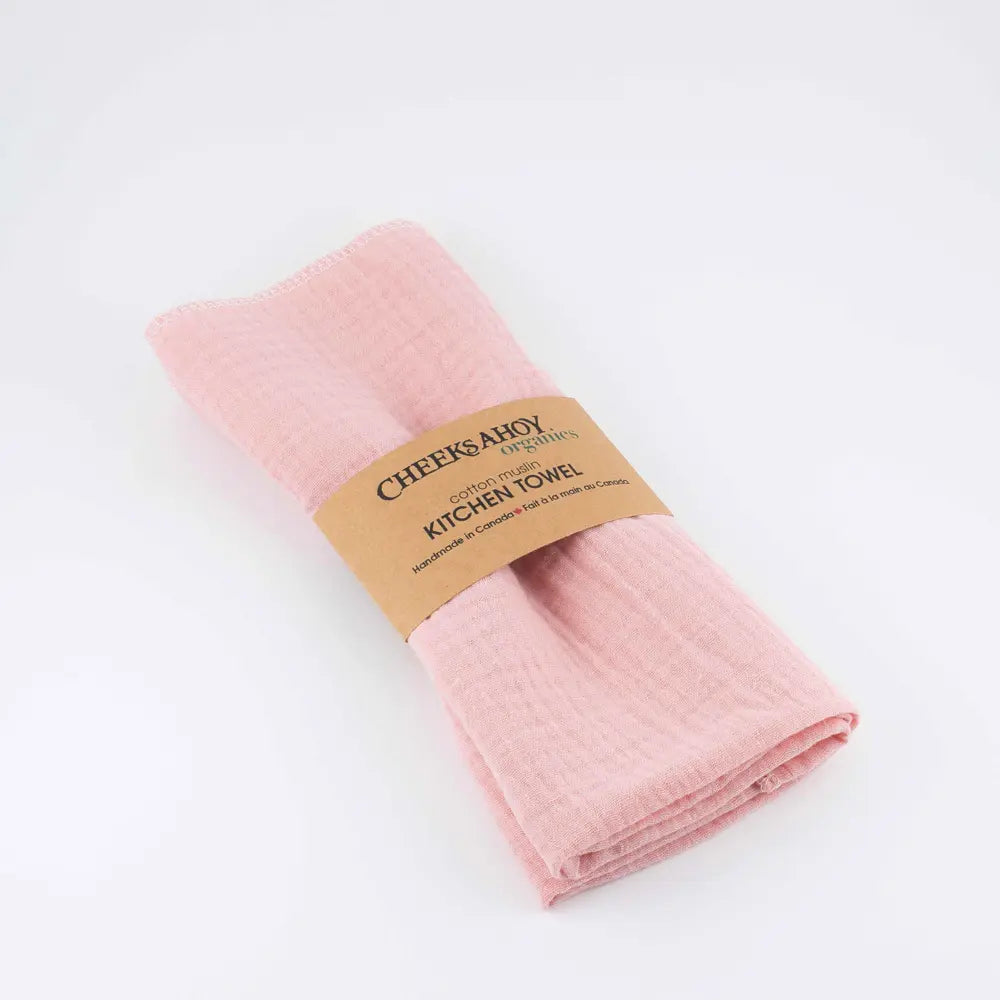 Cheeks Ahoy Organic Muslin Kitchen Towel - Blush