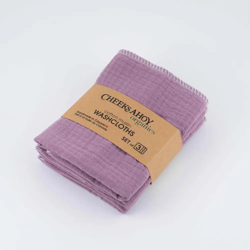 Cheeks Ahoy Organic Muslin Washcloths 3pk - Lilac