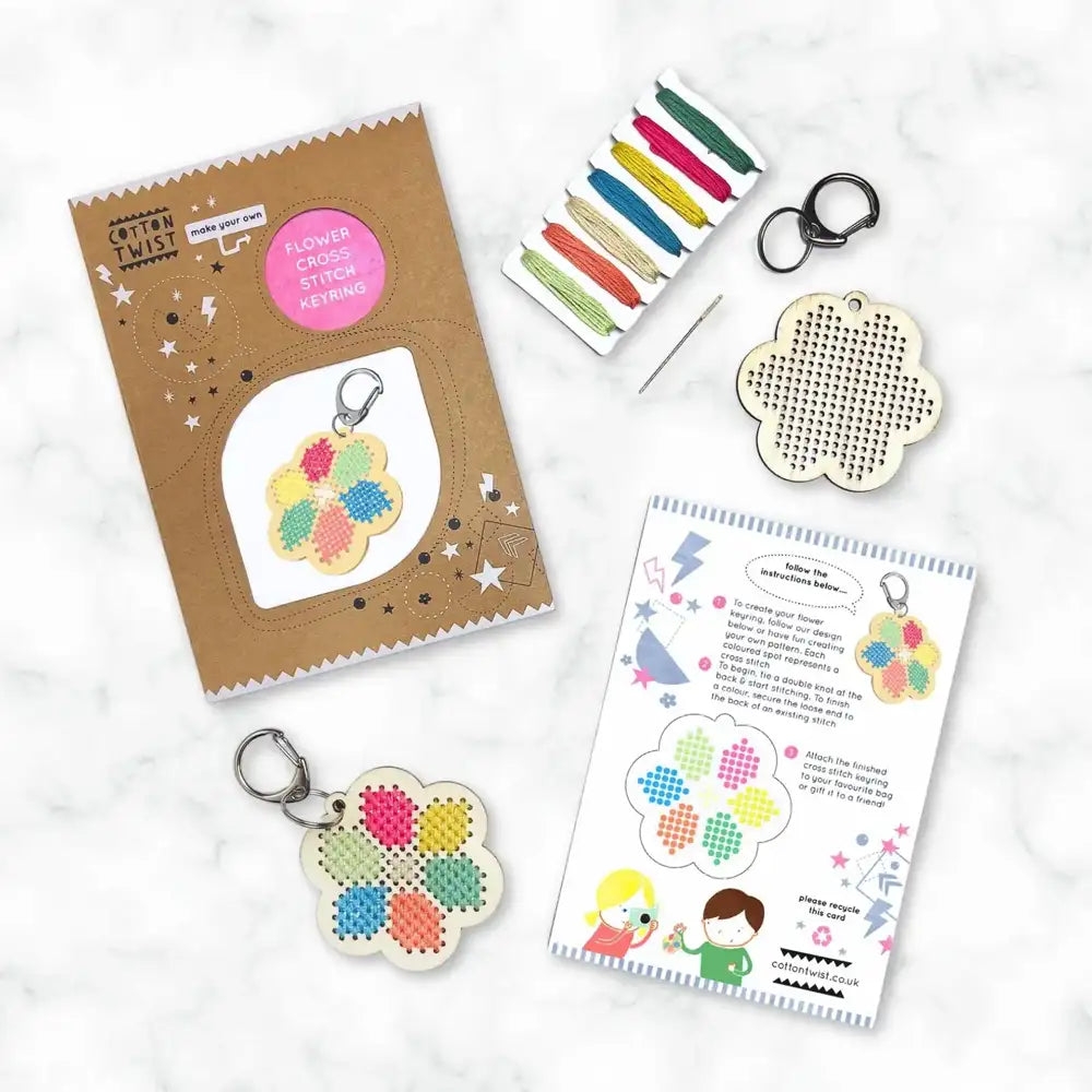 Cotton Twist Make Your Own Flower Cross Stitch Keyring
