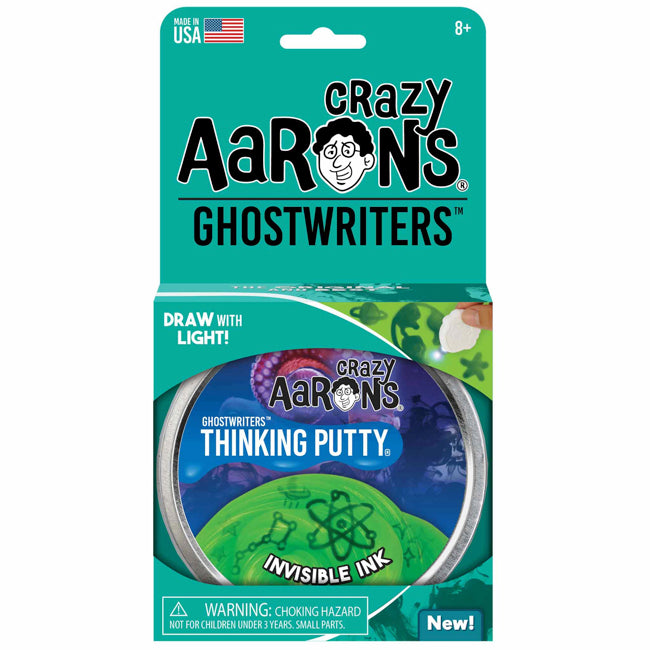 crazy aaron's thinking putty 4" tin - ghostwriters invisible ink