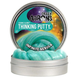 crazy aaron's thinking putty 4" tin - cosmic glows infinite nebula