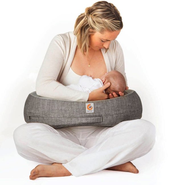 Ergo Baby Natural Curve Nursing Pillow - Grey with Strap