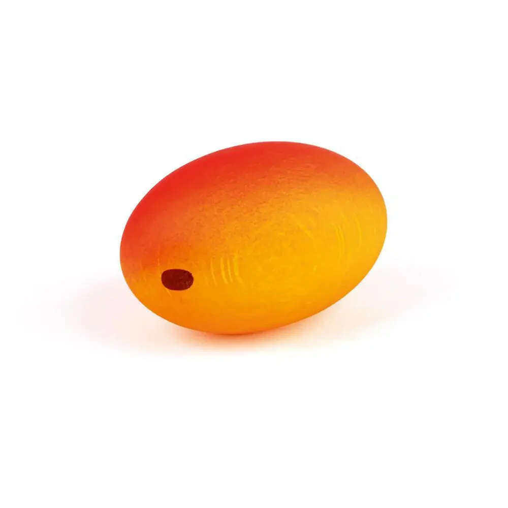 Wooden toy red and orange mango on a white background