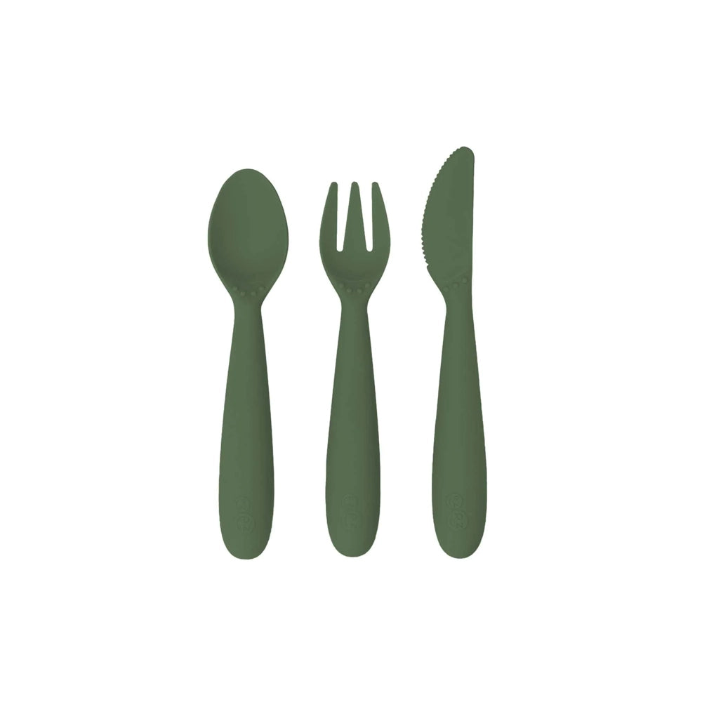 EzPz Happy Utensils in Olive