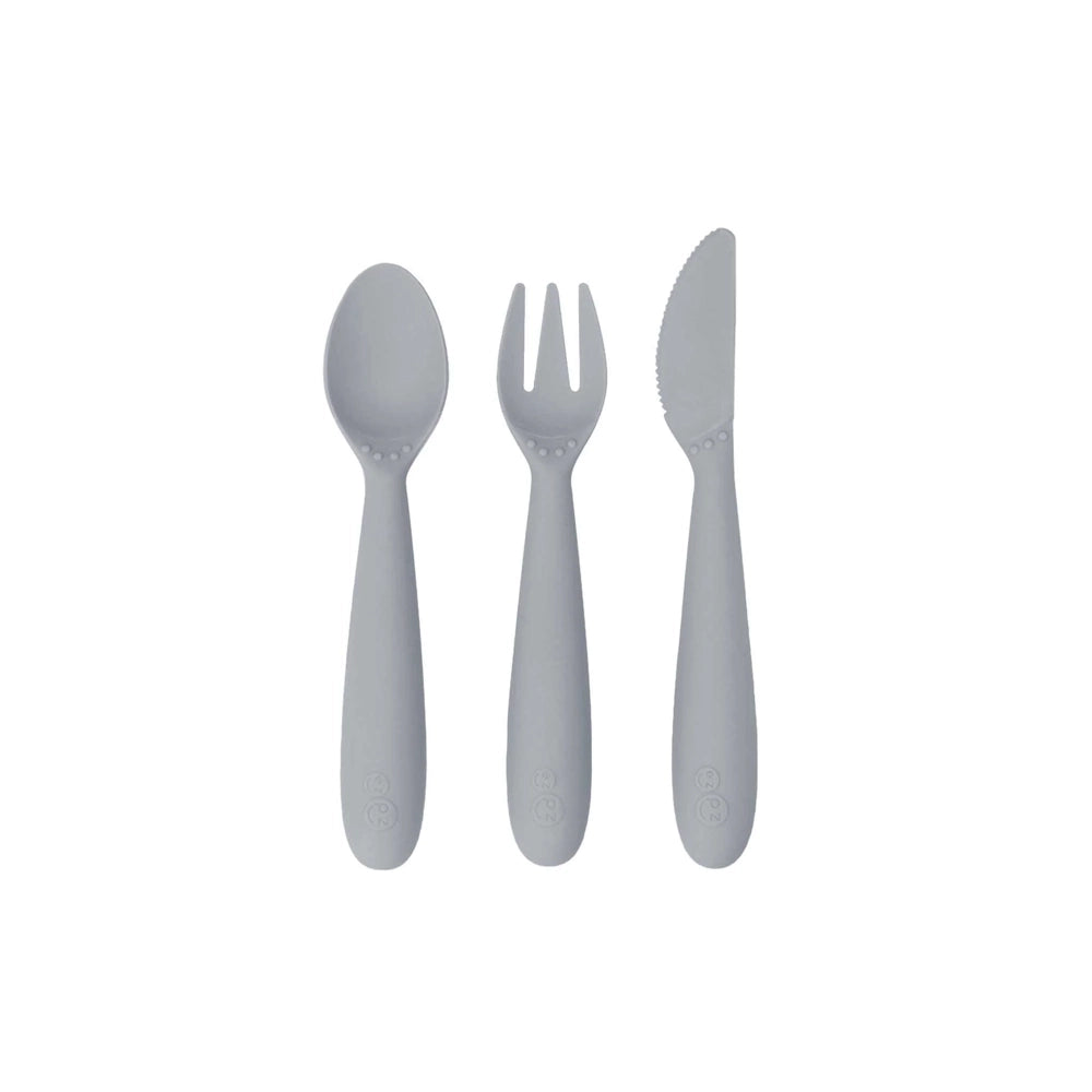EzPz Happy Utensils in Pewter