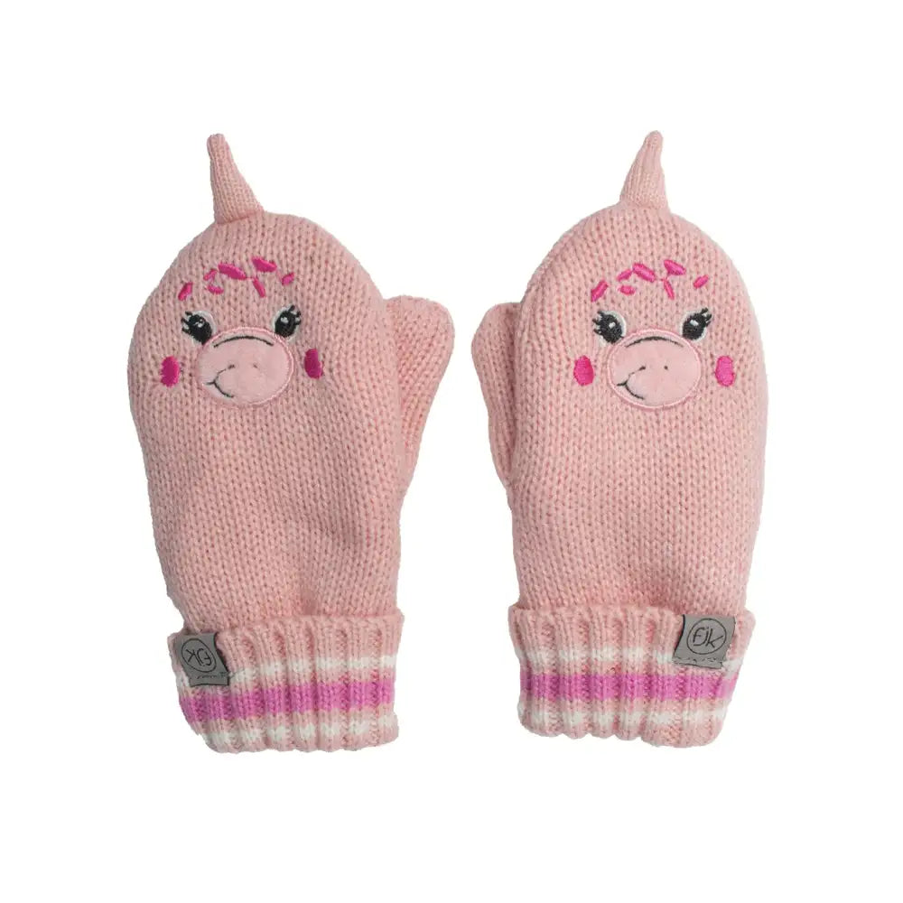 Flapjacks Baby Knitted Mitten - Dino Pink