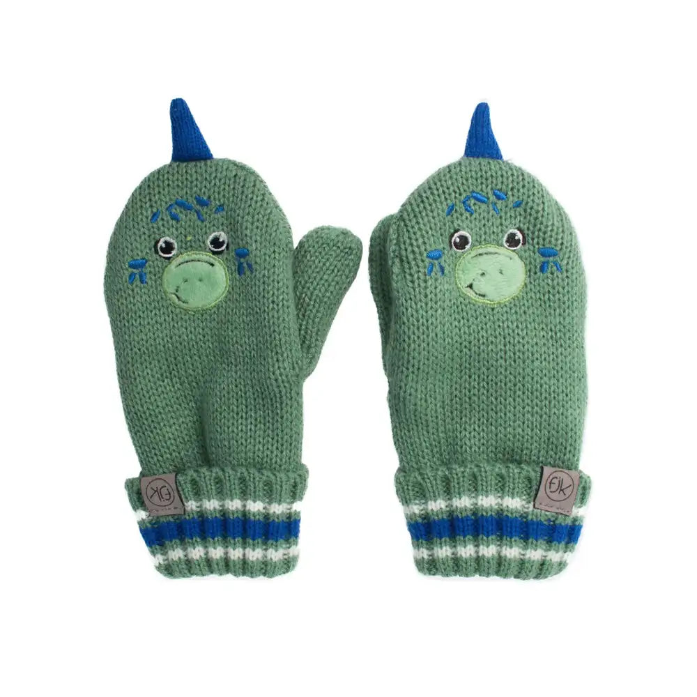 Flapjacks Baby Knitted Mitten - Dino Green