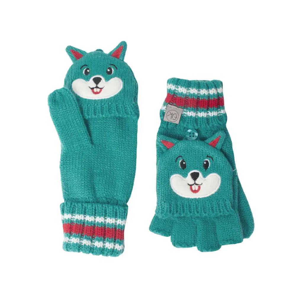 Flapjacks Knitted Fingerless Gloves w/flap - Squirrel