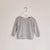 Light grey heather infant and kids pullover with cuffs, waistband and seam binding at neck opening for comfort. Tag at beck of neckline.