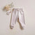 Infant and toddler cuffed jogger lounge pant fleece bamboo cotton in oat.