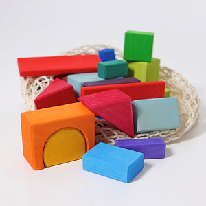 Grimm's Geometrical Blocks Multi-Colour in Net Bag 30 pcs