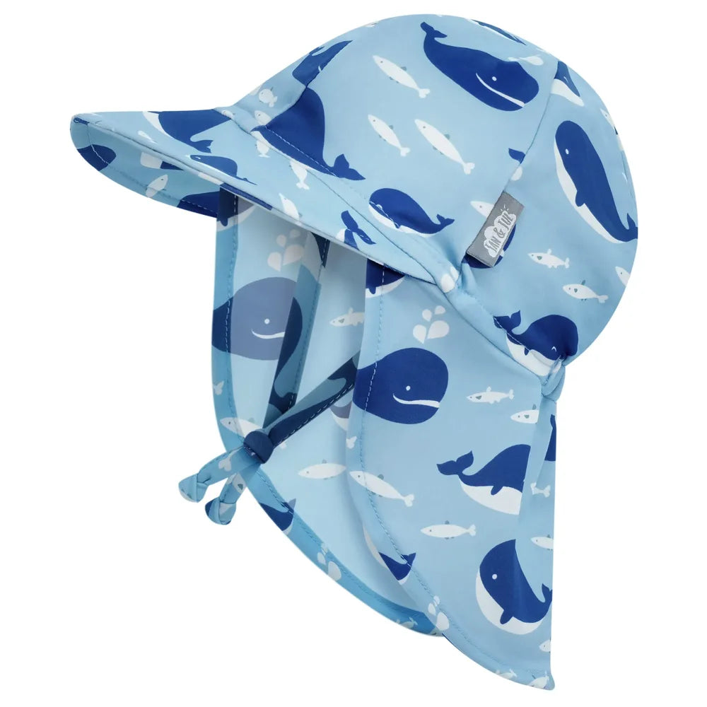 Jan + Jul Sun Soft UV Baby Cap - Blue Whale