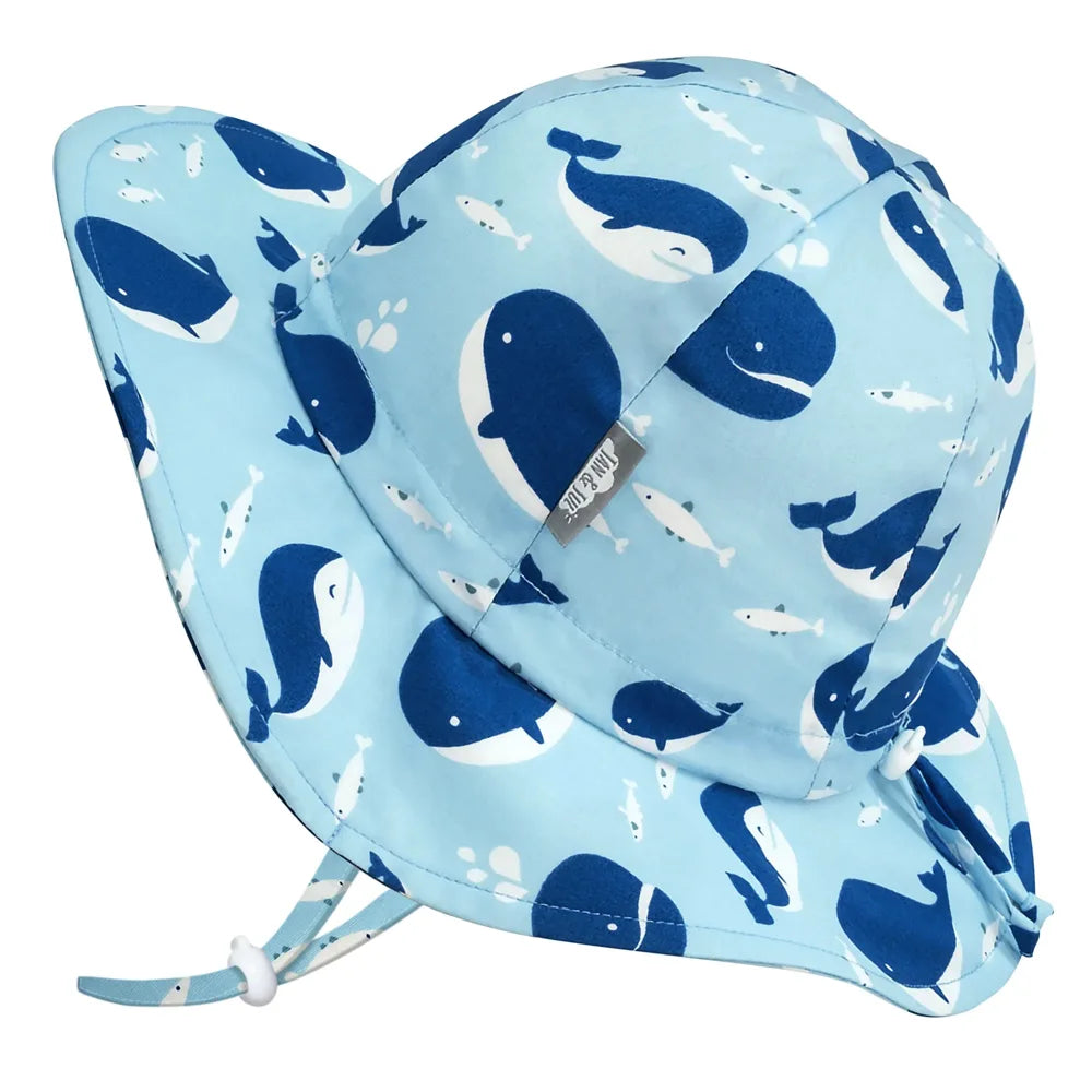 Jan + Jul Cotton Floppy Sun Hat - Blue Whale