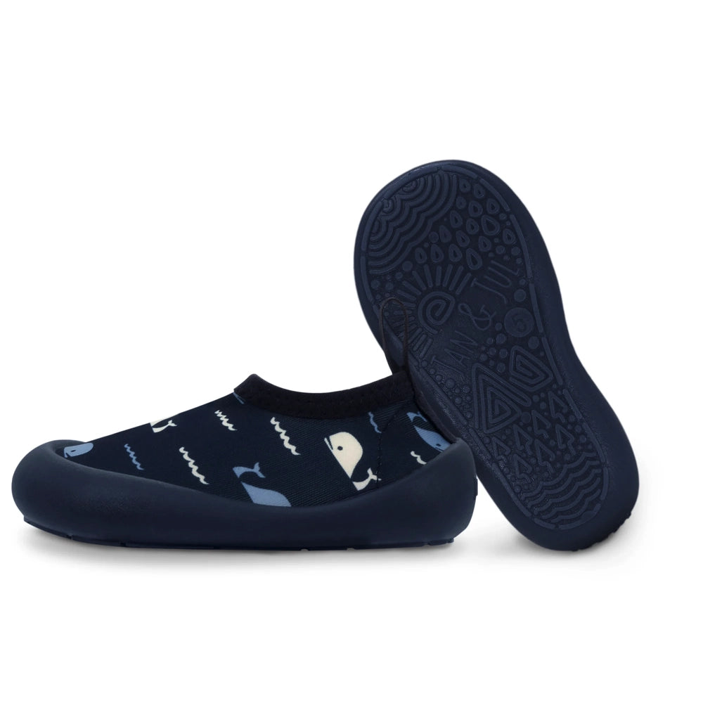 Jan and Jul Kids Water Shoes - Navy Whale Tales