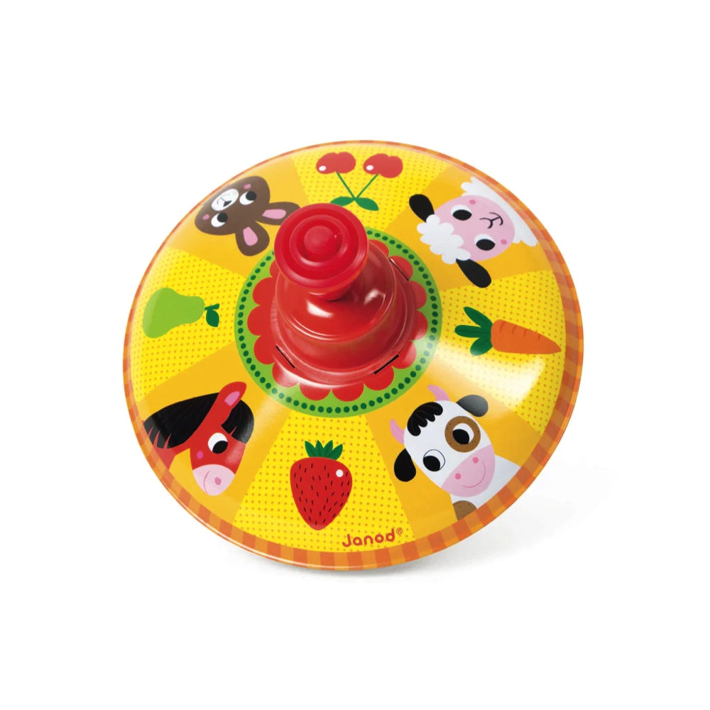Janod Metal Spinning Top - Farm