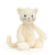Plush cream coloured cat with black whiskers, eyes and smile.