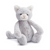 Light grey plush kitty with white ears and snout.