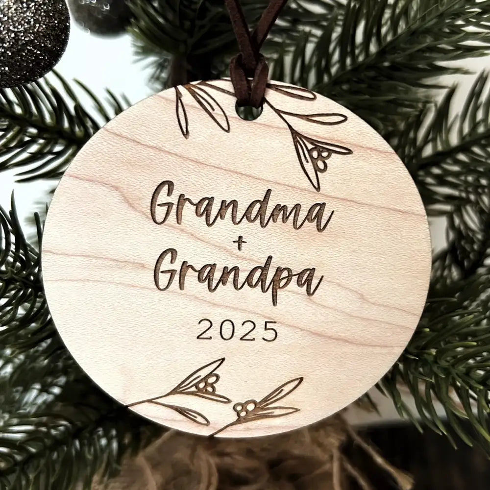 Jordan Station Creations Christmas Ornament - Grandma + Grandpa(maple)