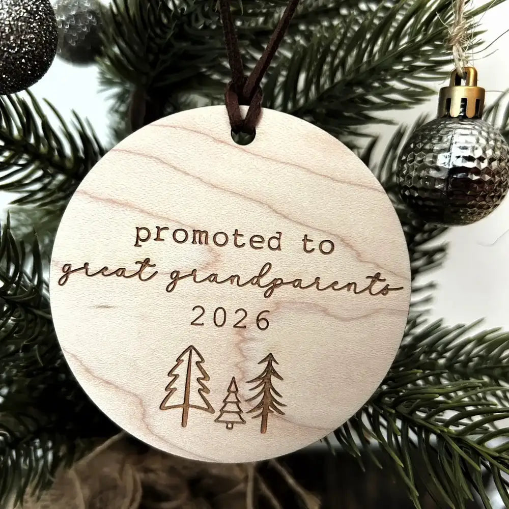 Jordan Station Creations Christmas Ornament - Baby Announcement Great Grandparents(maple)