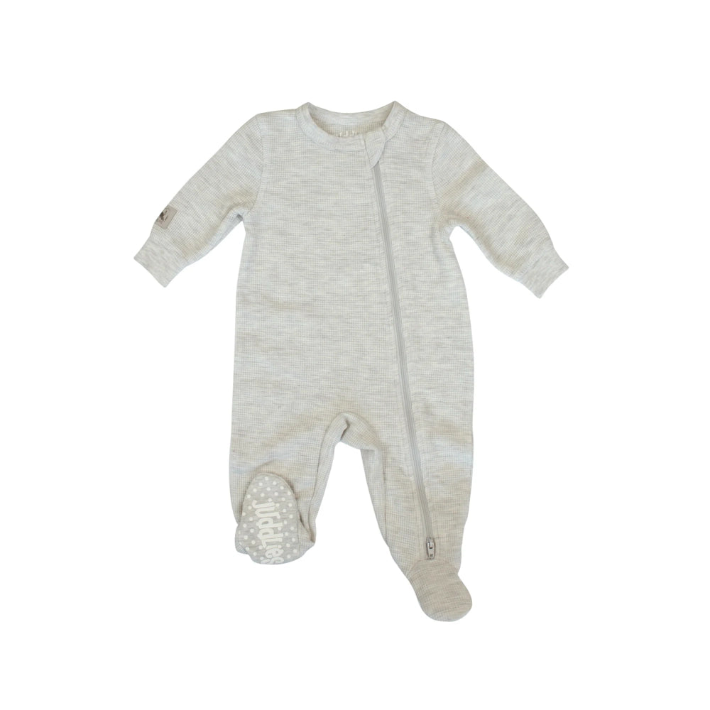 Juddlies Mini Waffles Footed Sleeper - Light Grey