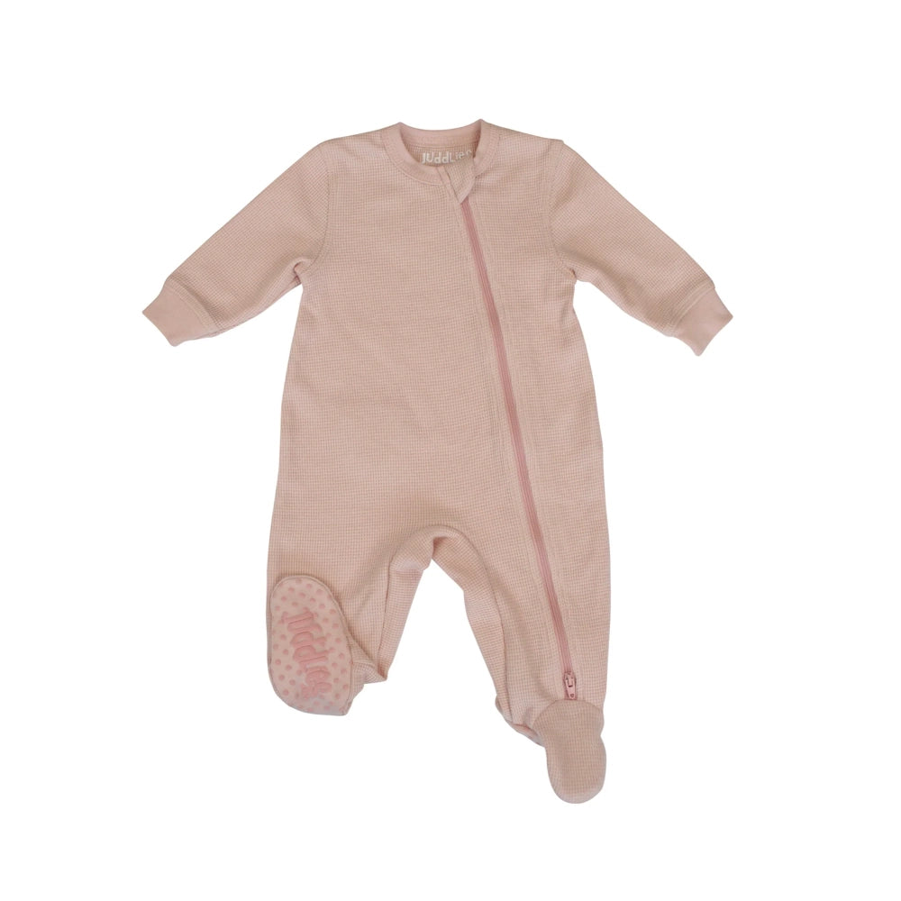 Juddlies Mini Waffles Footed Sleeper - Pink Clay