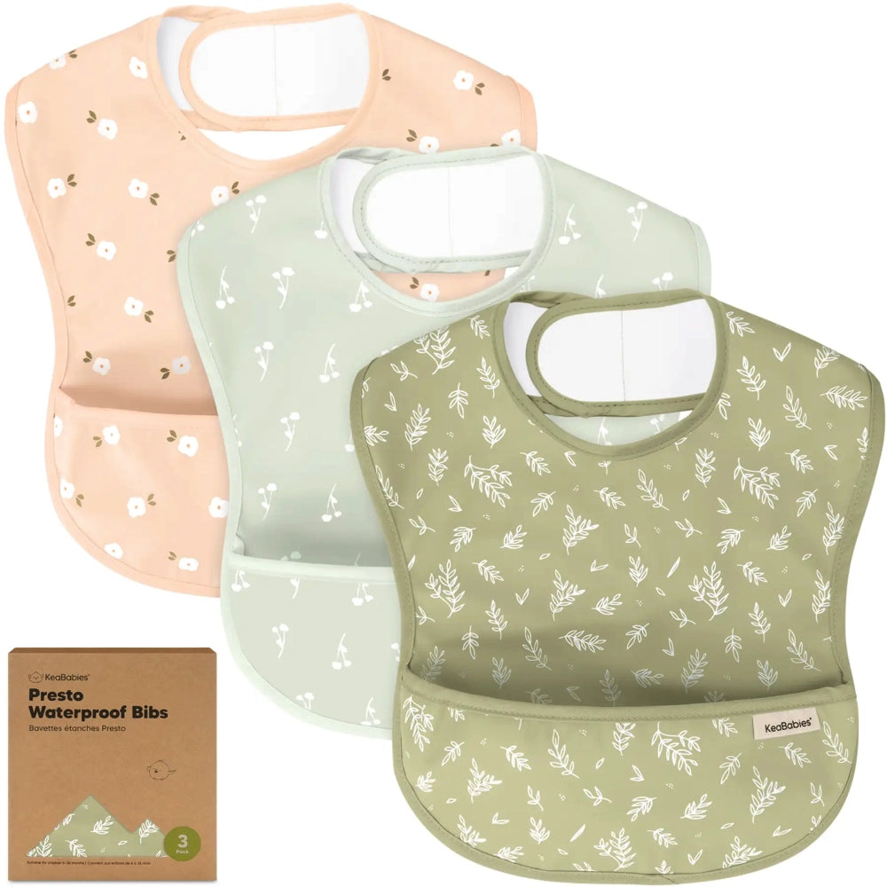 Keababies Waterproof Bibs 3pk - Bloom