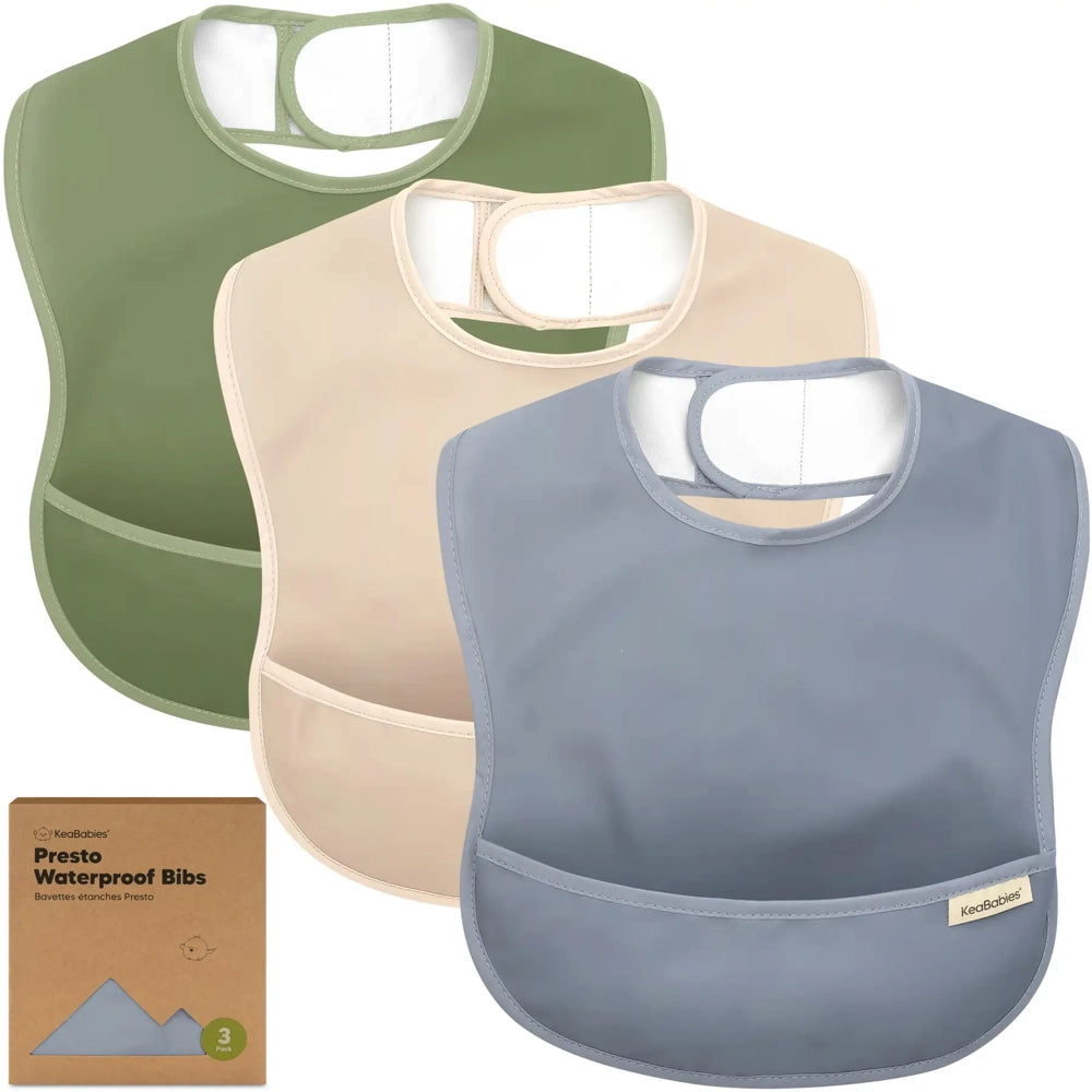 Keababies Waterproof Bibs 3pk - Slate
