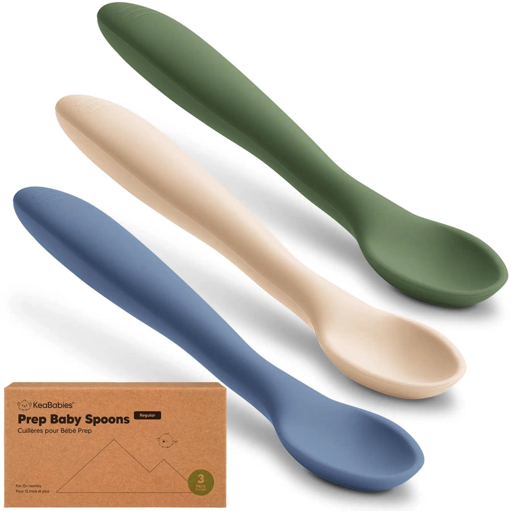 Keababies Silicone Baby Spoons 3pk - Slate