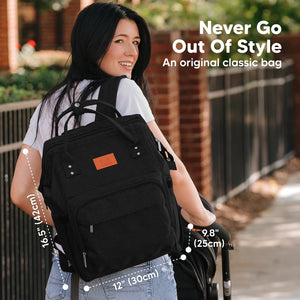 Keababies Diaper Bag Backpack - Trendy Black