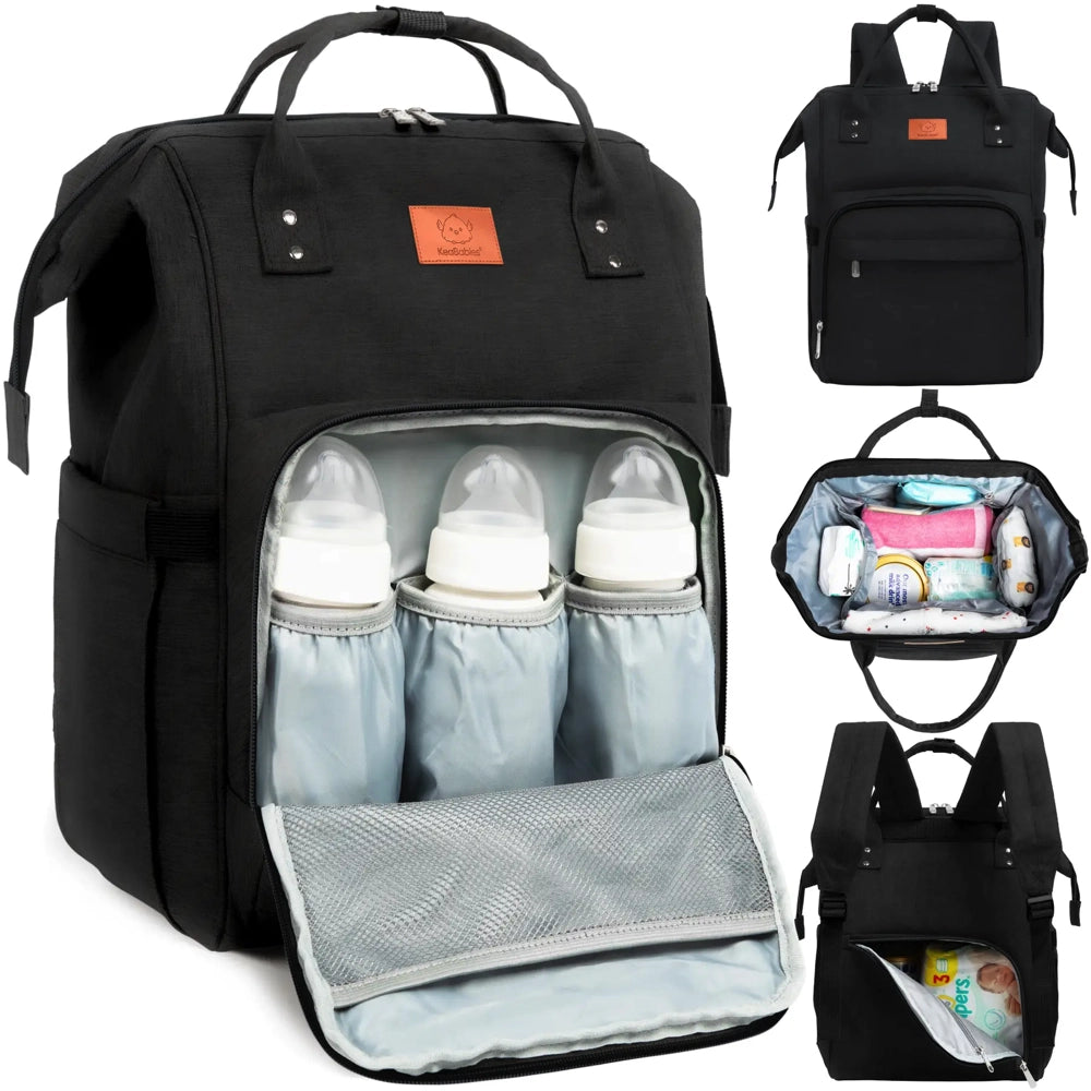 Keababies Diaper Bag Backpack - Trendy Black