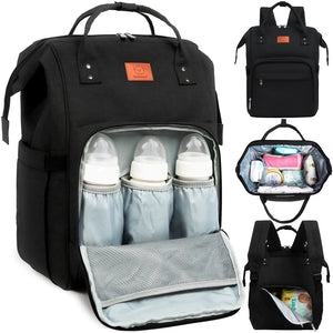 Keababies Diaper Bag Backpack - Trendy Black