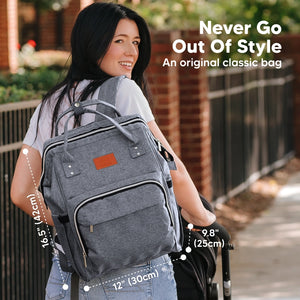 Keababies Diaper Bag Backpack - Classic Grey